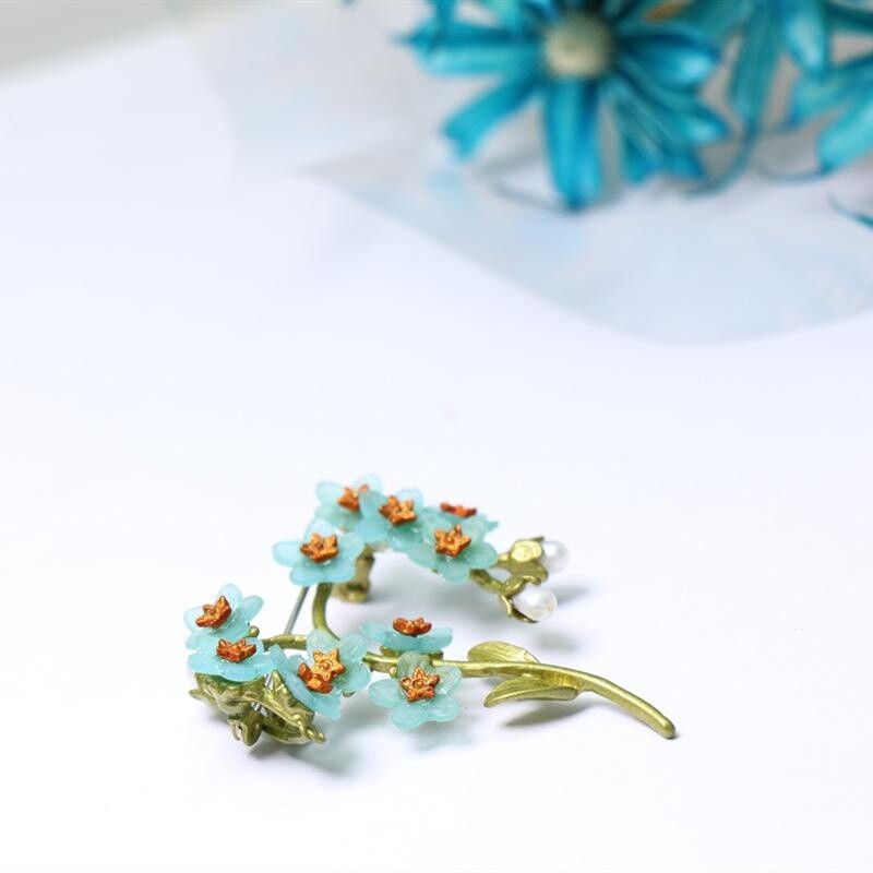 Blue Forget Me Not Petals Brooch Forget-me-not Pin Girl