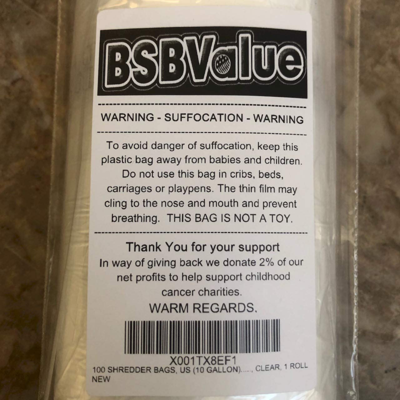 BSBValue Shredder Bags, Use for Small Shredders, This Commercial Size Bag Is Cal