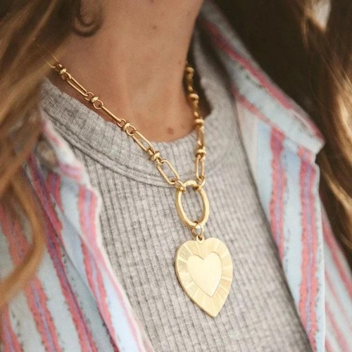 Y2K Heart Necklace for Women Girls Gold Metal Clavicle Chain Choker