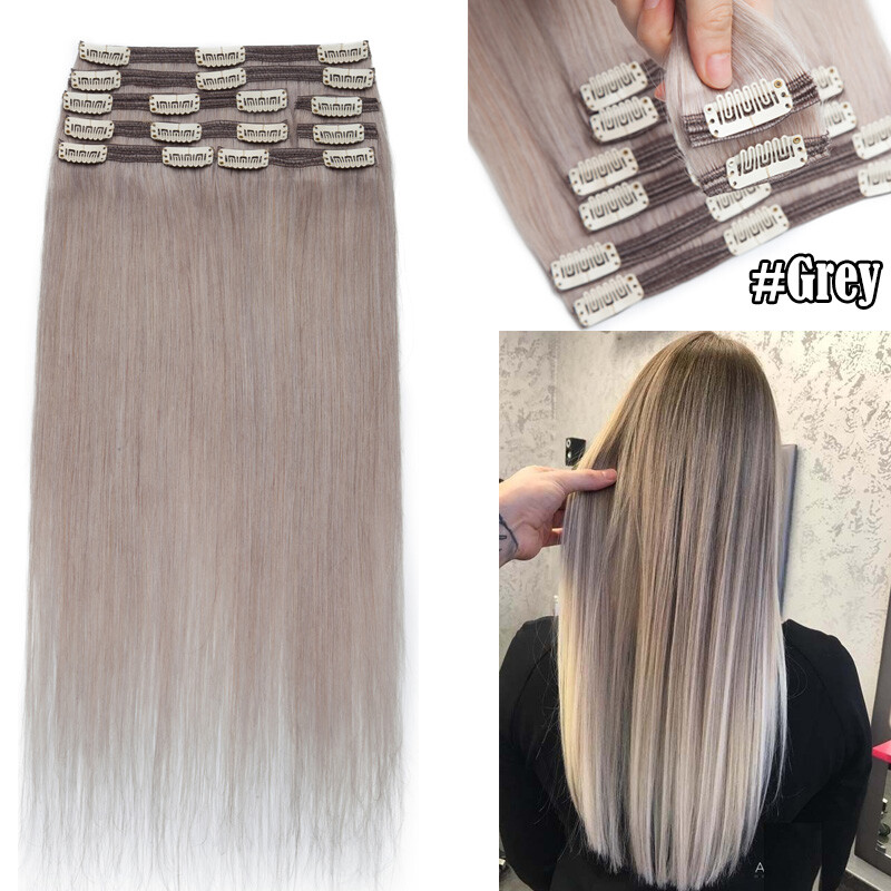 Double Weft Clip-in Extensions for Complete Hair 100% Human Hair 8pcs Any Color