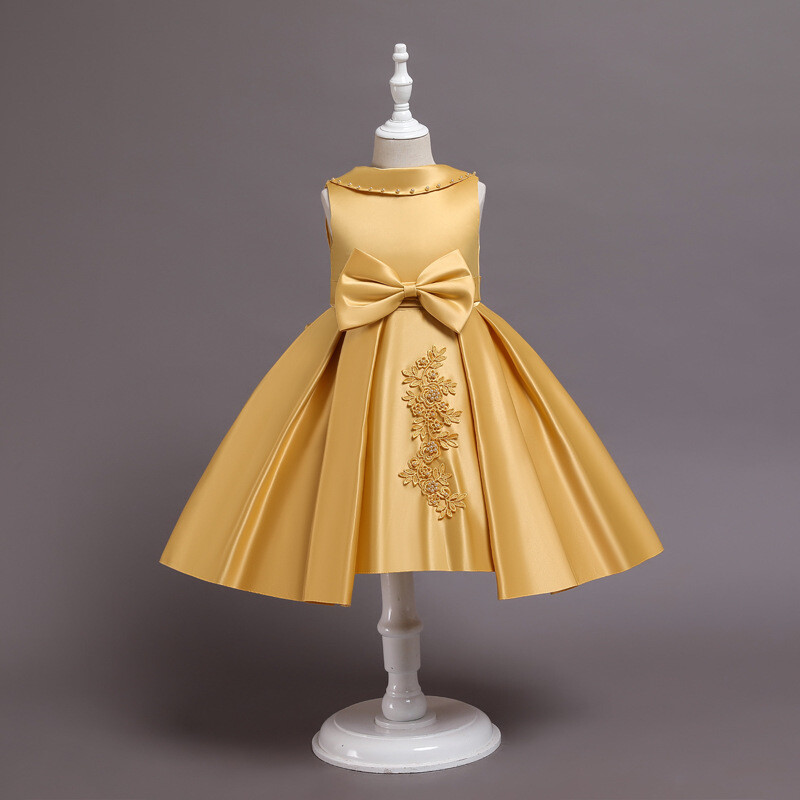 Girls Princess Dress Bow Elegant Kids Bridesmaid Tutu Formal Party Dresses
