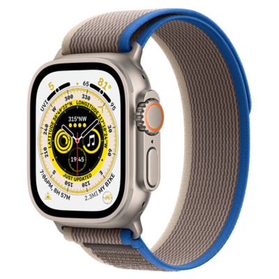 Apple Watch Ultra 49mm Cellular Titanium Case w/ Blue/Gray Loop M  