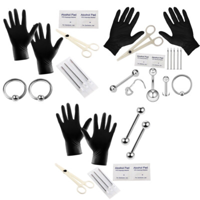 Body Piercing Kit With Needle Pack Nose Septum Belly Button Piercing Tool KNG