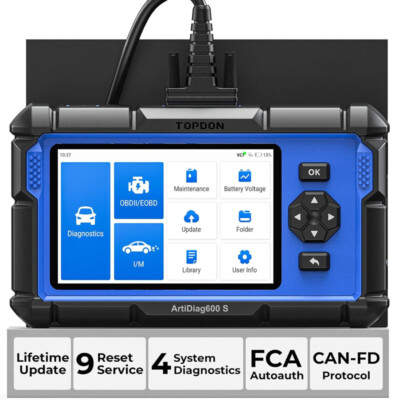 TOPDON AD600S 2.0 OBD2 Scanner Car Diagnostic Scan Tool ABS SRS TCM Code Reader