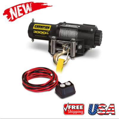 3000lb Electric Winch Kit Mounting Channel Remote Control Trailer ATV/UTV Towing
