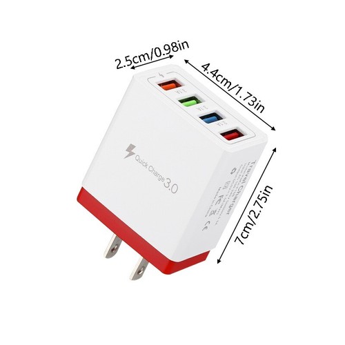 4 Port Fast Quick Charge QC 3.0 USB Hub Wall Home Charger Power Adapter US Plug
