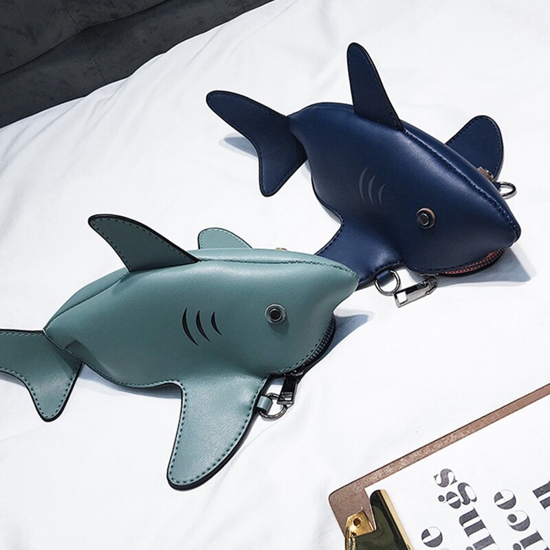 1Pc Cute Funny Shark Shape Crossbody Bag Phone Coin Purses H