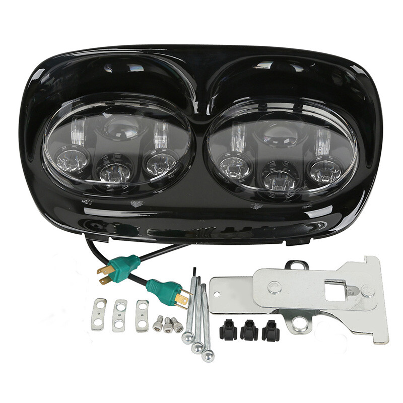 5 3/4" Dual LED Front Headlight Head Light Fit For Harley Road Glide 1998-2013