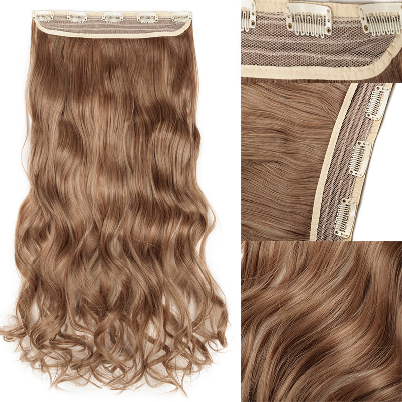 Clip In Real as Human Hair Extensions 3/4 Full Head 5 Clips Long One Piece Black