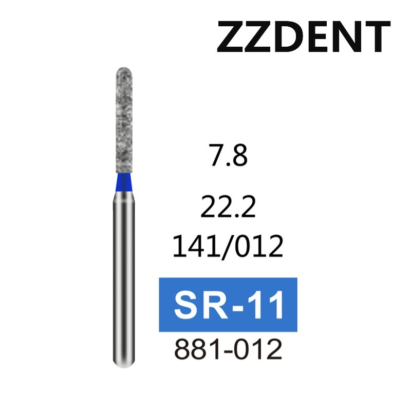 100 PCS SR-11 881-012 Straight Round End Medium Grit FG Dental Diamond Burs