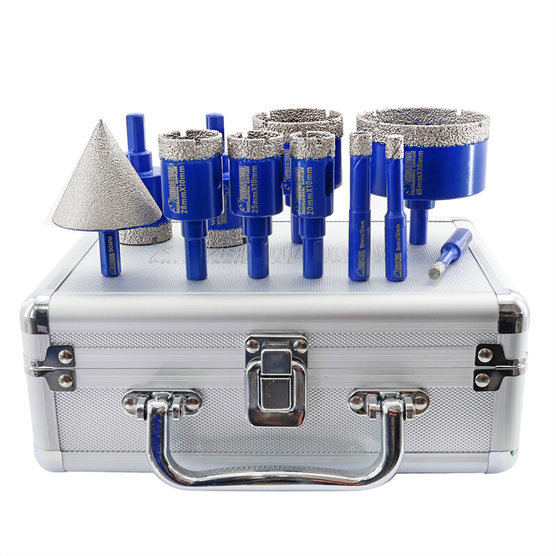 Diamond Hole Saw Kit Set for Tile Porcelain Marble 11pc Shank Core Drilling Bit