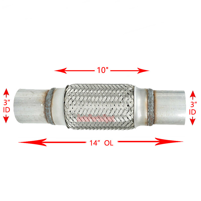 Exhaust Flex Pipe 3" x 4" 6" 8" 10" 12" Heavy Duty Stainless Steel 8"-16" OL