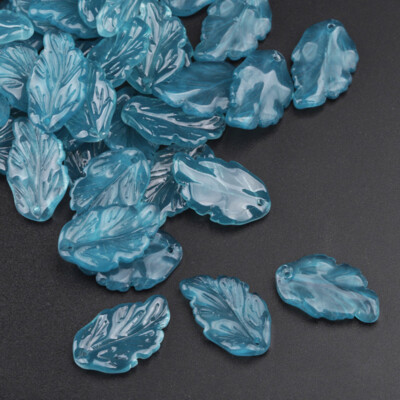 10pcs Leaf Shape 28x17mm Crystal Glass Lampwork Top Drilled Pendants Loose Beads