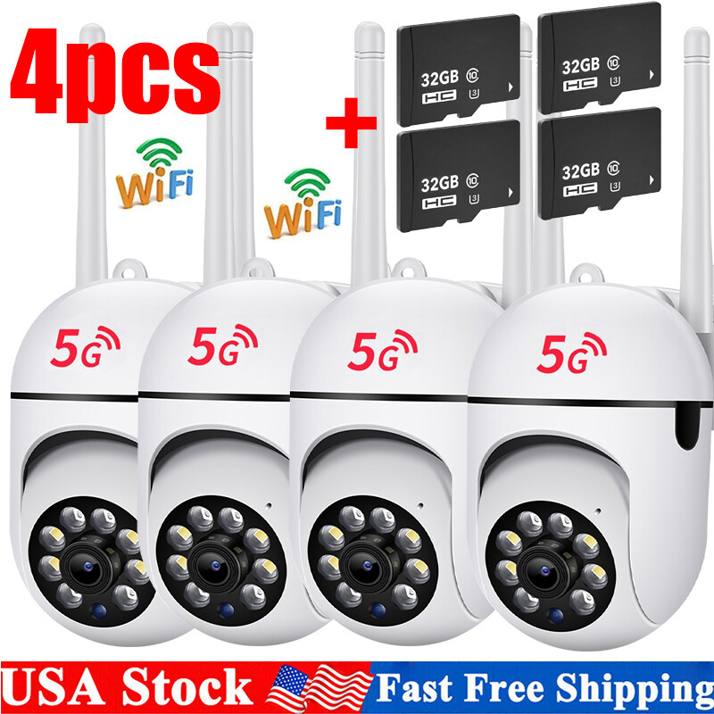 4PCS 5G Wifi Camera System Home Security Outdoor Night Vision Cam + 32GB SD Card