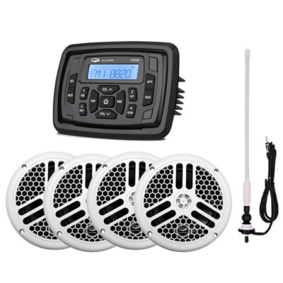 Marine Stereo Bluetooth System Boat AM FM Radio kit w/ Speaker 240W for ATV UTV