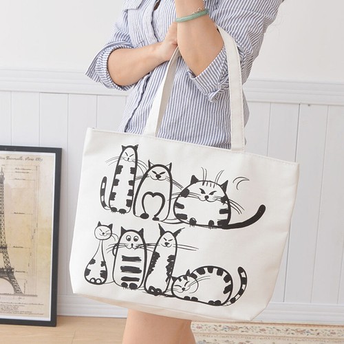 Cotton Tote Bag with Patches Applied Cotton Tote Bag with Patches Applied