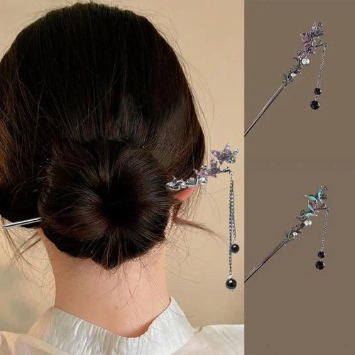 Elegant Doppel Schmetterling Quasten Haarnadel für Damen Zinklegierung Haar Clip