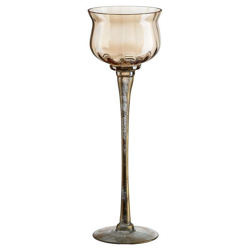 Kerzenhalter Windlicht Leuchter auf Fuß Glas Golden Dust Höhe 40cm Groß