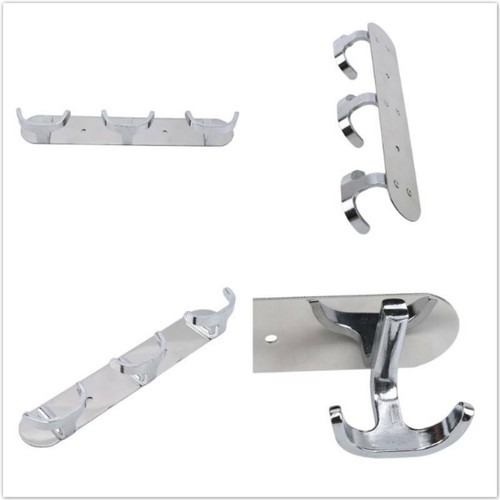 Bath Towel Holder Door Hanging Rail Rack For Kitchen Cupboard No Drilling Silver