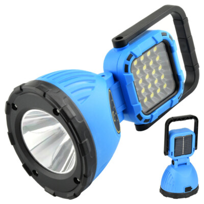 Solar Work LED Searchlight Rechargeable Spotlight Flashlights Torch Lamp Lights