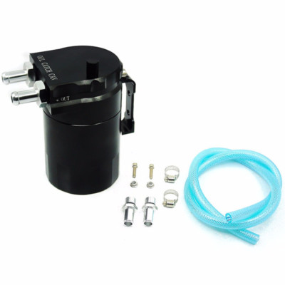 Black Aluminum Car Engine Oil Catch Tank Reservoir Can Baffled Chamber Filter