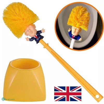 Funny Gift - Bathroom Donald Trump Toilet Brush w/Holder Set Cleaning Brush