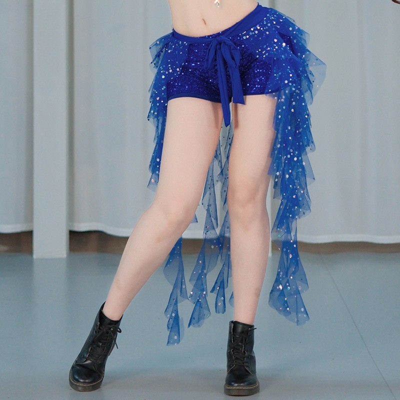 women-belly-dance-sequin-skirt-self-tie-mesh-hip-scarf-for-performance-wrap
