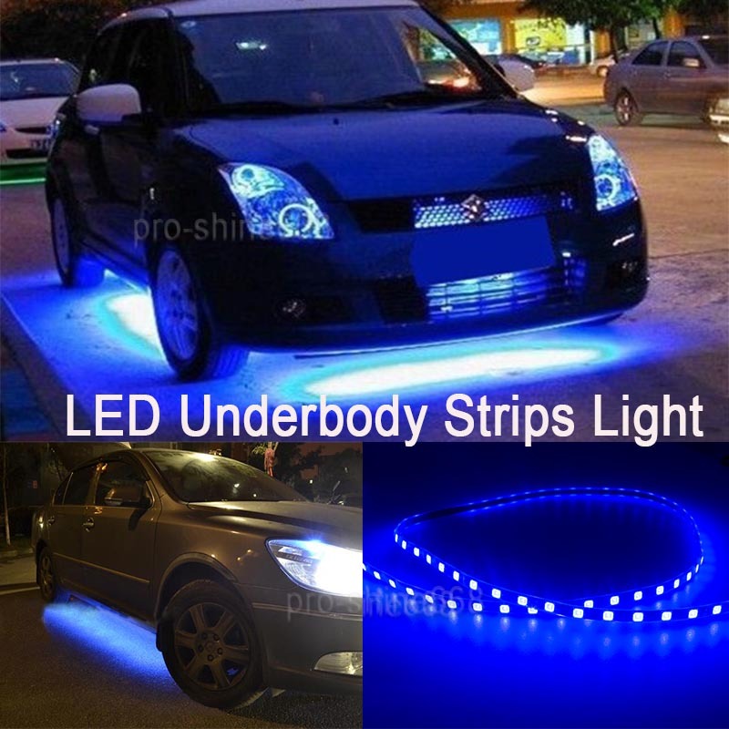 4pcs 10000k Blue Led Strip Under Car Underglow Underbody Neon Light Kit For Ford 707427232211 Ebay