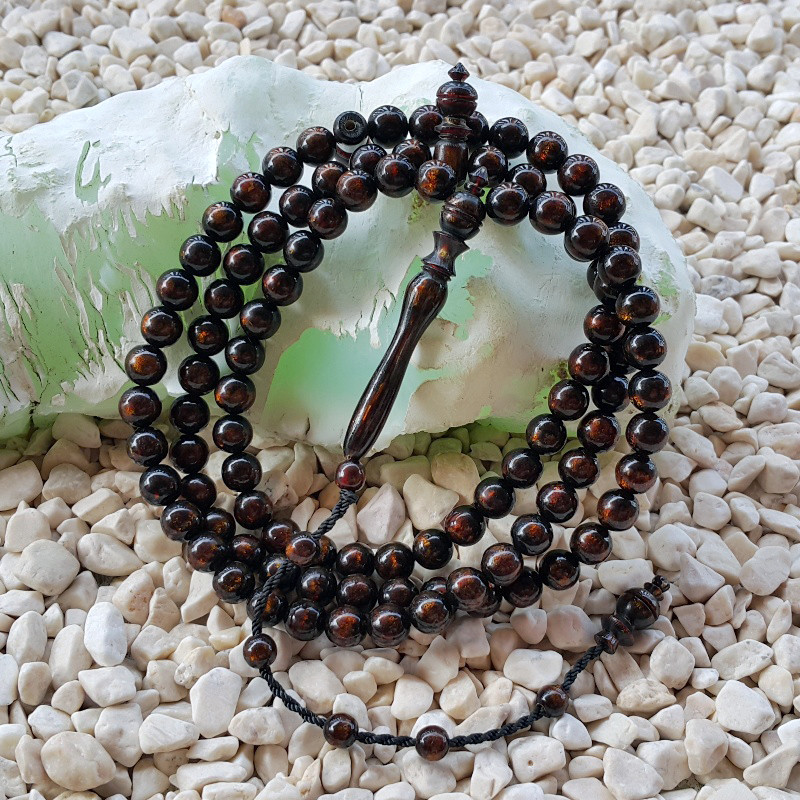 99 Golden Black Coral Muslim Dhikr Beads 8 MM Sea Willow Islamic Tasbih