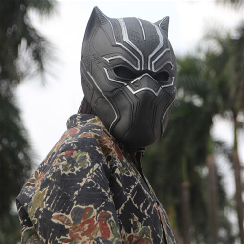Black Panther Cosplay Mask Helmet Avengers Adult Halloween Costume Latex Props