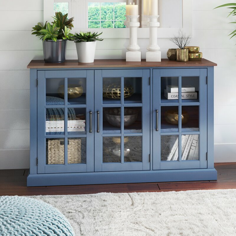 3 Glass Door Sideboard China Display Cabinet 60' TV Console 