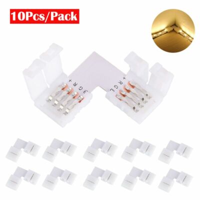 10mm L-Shape 4pin Corner Connector Adapter for 5050/3528 RGB LED Strip Light USA