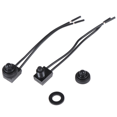 2PCS 12V Waterproof Push Button On-Off Switch With 4'' Lead Wire B=vm