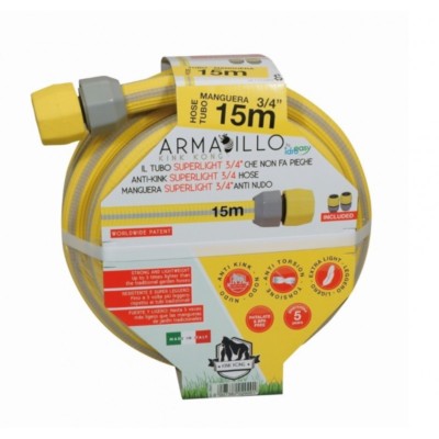 KIT TUBO DA GIARDINO IRRIGAZIONE ARMADILLO 3/4" 15 mt SUPER LEGGERO E RESISTENTE