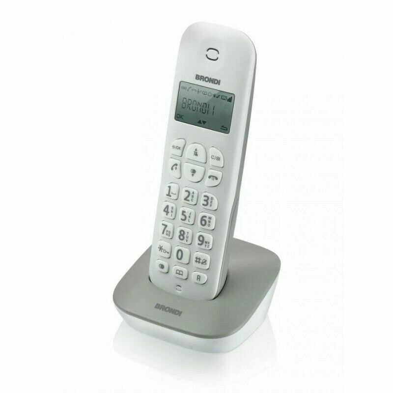 Telefono Cordless Brondi Gala Bianco Grigio Fisso Casa Ampio Display cir