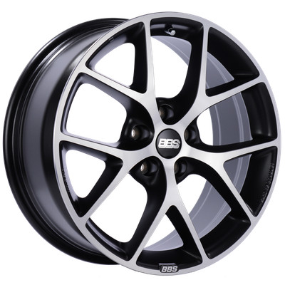 BBS SR 18x8 5x100 ET48 Satin Black Diamond Cut Face Wheel -70mm PFS/Clip Require