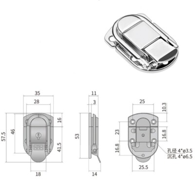 Toolbox Jewelry Box Toggle Latches Catch Hasp Lock, 58x35x11mm Silver Tone 3Pcs