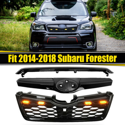 Fit 2014-2018 17 Subaru Forester STI OE Style Front Upper Grille Grill w/ Lights