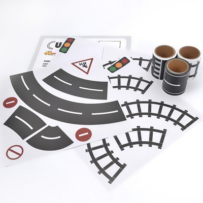 Kids Railway Road Play Adhesive Tape Toys Removable Car Track DIY Floor Sticker