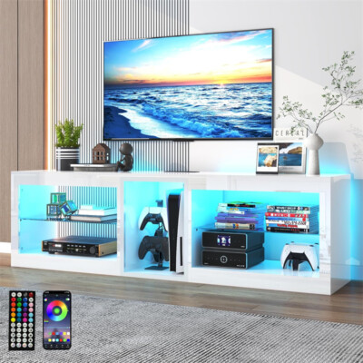 63" Modern High Gloss LED TV Stands, Entertainment Center for 55/65/70" TV