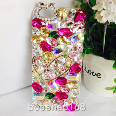 Jewelled Bling Crystal Diamonds Soft TPU Phone back Case Cover & neck strap #4