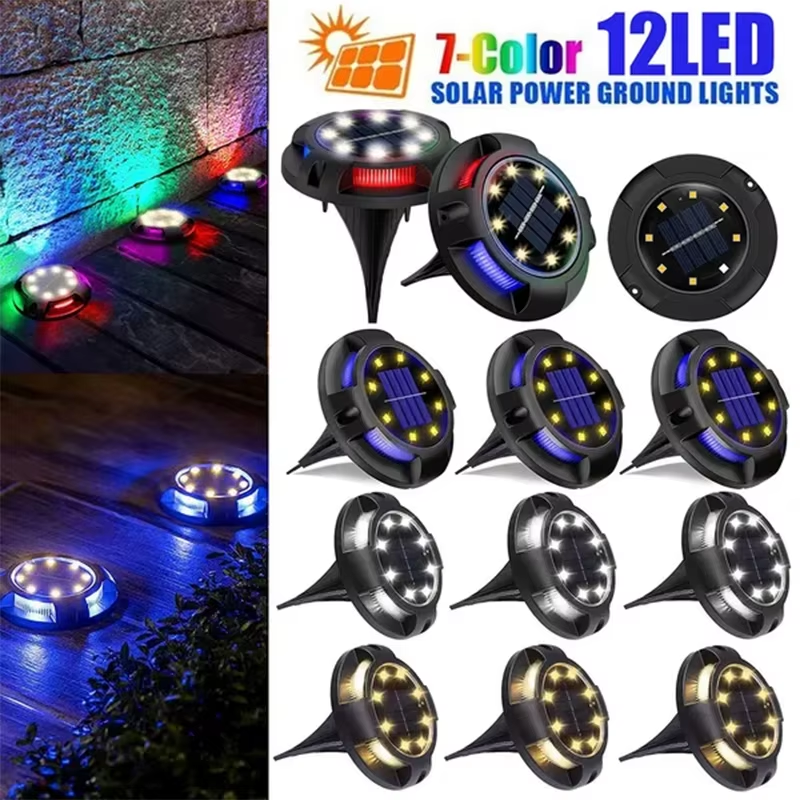 12LED Solar Power Disk Light Outdoor Garden Solar Underground Light Deck Light S