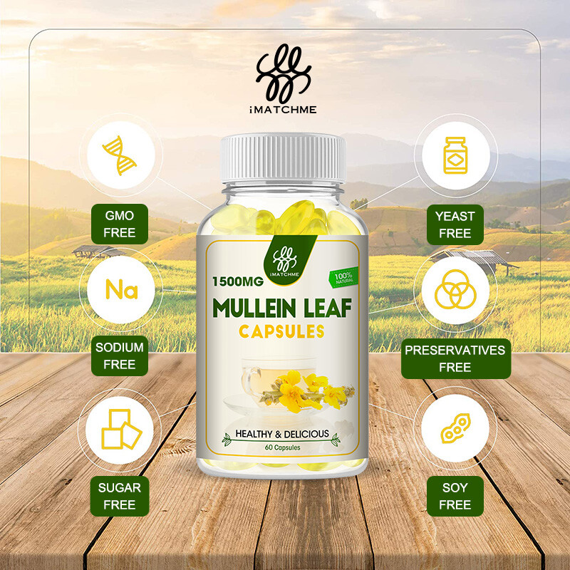 3Pack Mullein Leaf Capsules For Lung Cleansing & Detox Herbal Dietary Supplement