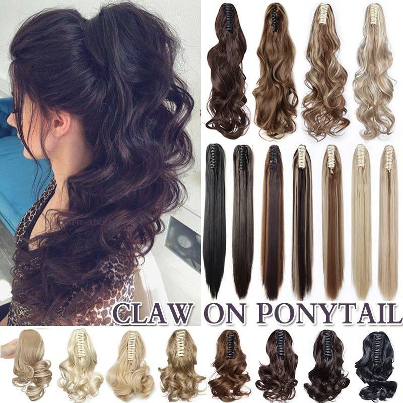 Real Thick Hair Claw On Ponytail Hair Extension Piece Clip In Pony Tail as Human