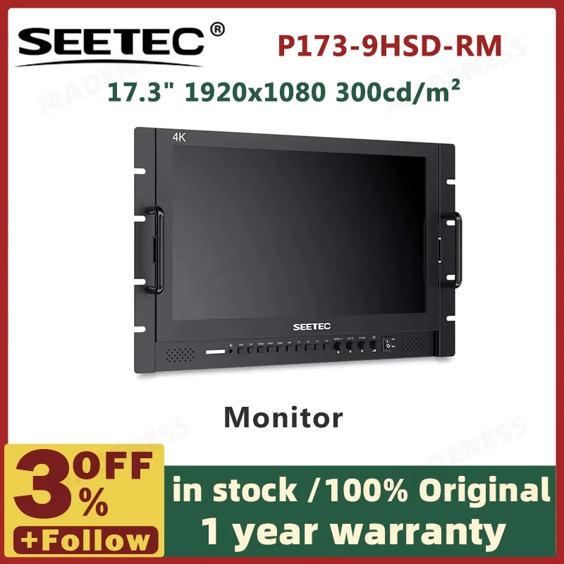 P173-9HSD-RM 17.3 Inch 1920x1080 Rack Mount Broadcast LCD Monitor with V Battery