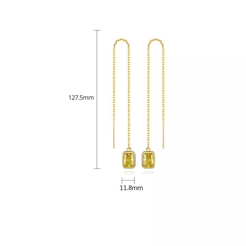 ZARD  14K Gold Threader Earrings in Emerald Cut Cubic Zirconia