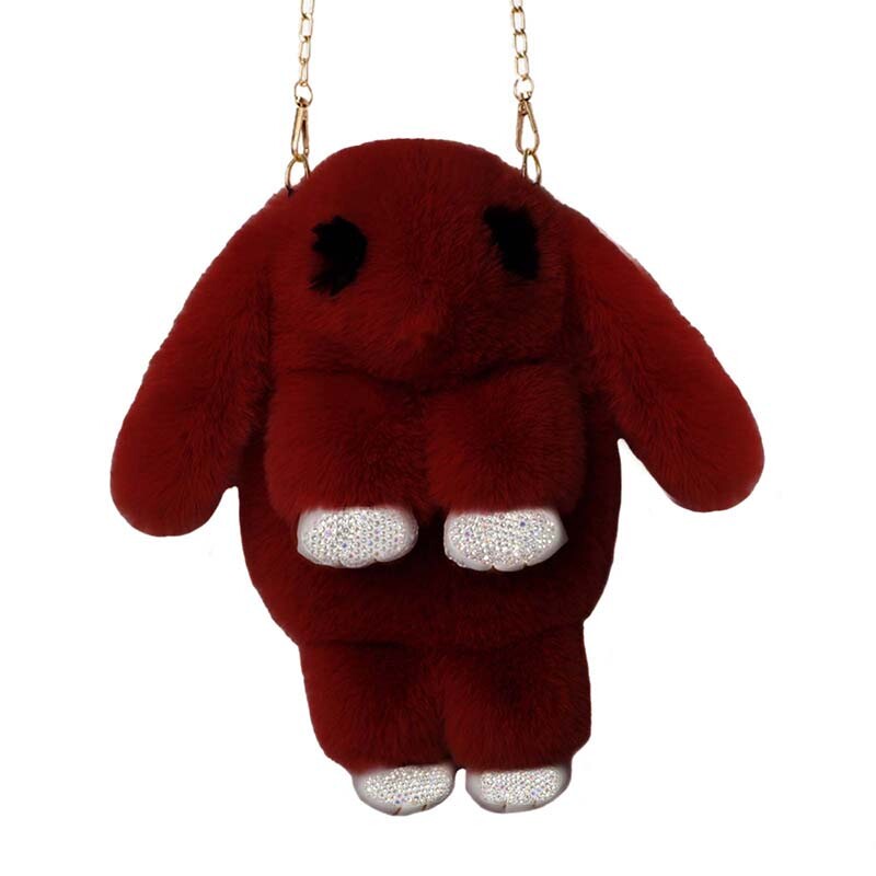 Plush Rabbit Crossbody Handbag Soft Faux Fur Plush Bunny Backpack Gift for Girls