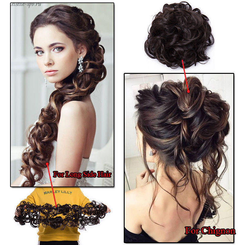 Thick Hair Extensions Scrunchie Wrap Messy Bun Updo Curly Ponytail
