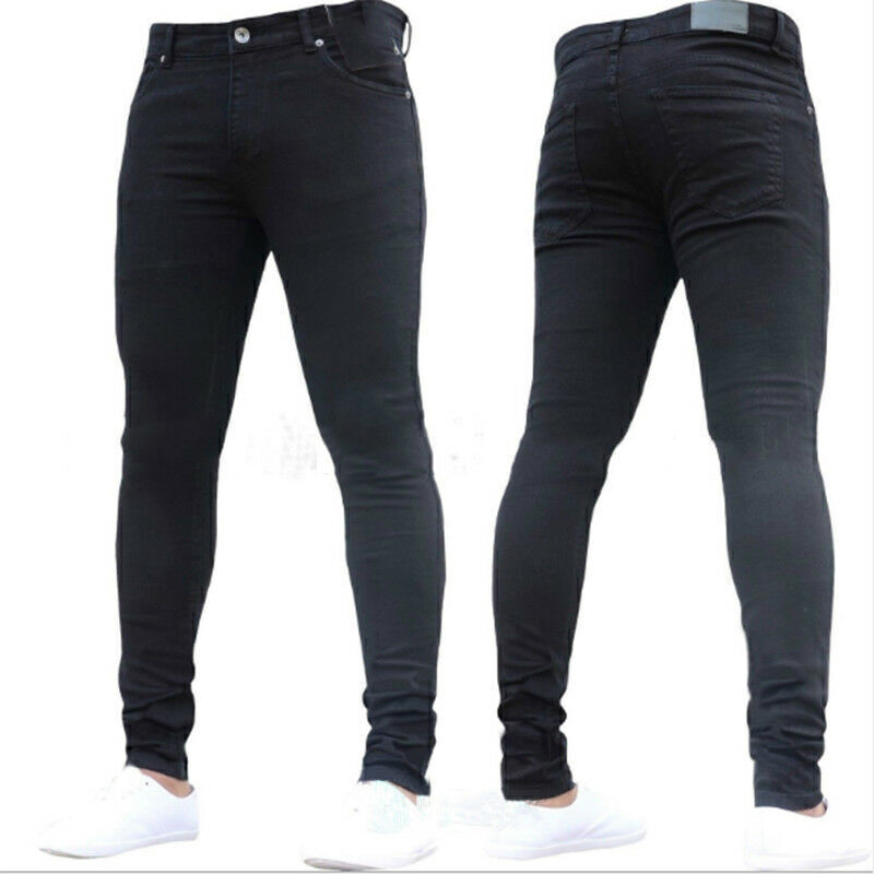 US Men's Skinny Super Stretch Slim Denim Jeans Casual Jeggings Bottoms Trousers