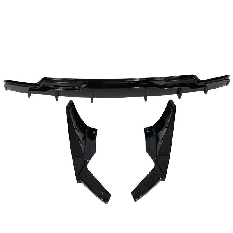 Fits 2017-2022 Tesla Model 3 Rear Bumper Diffuser Lip W/Extensions Gloss Black